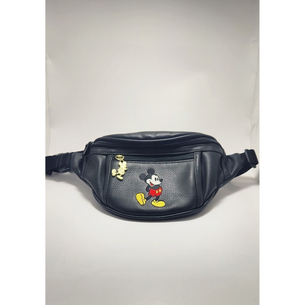 Embroidered Disney Mickey Mouse Black PVC Fanny Pack Waist Bag, Disney Franchise